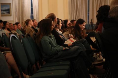 Students seated in an audience at Barfield Drawing Room